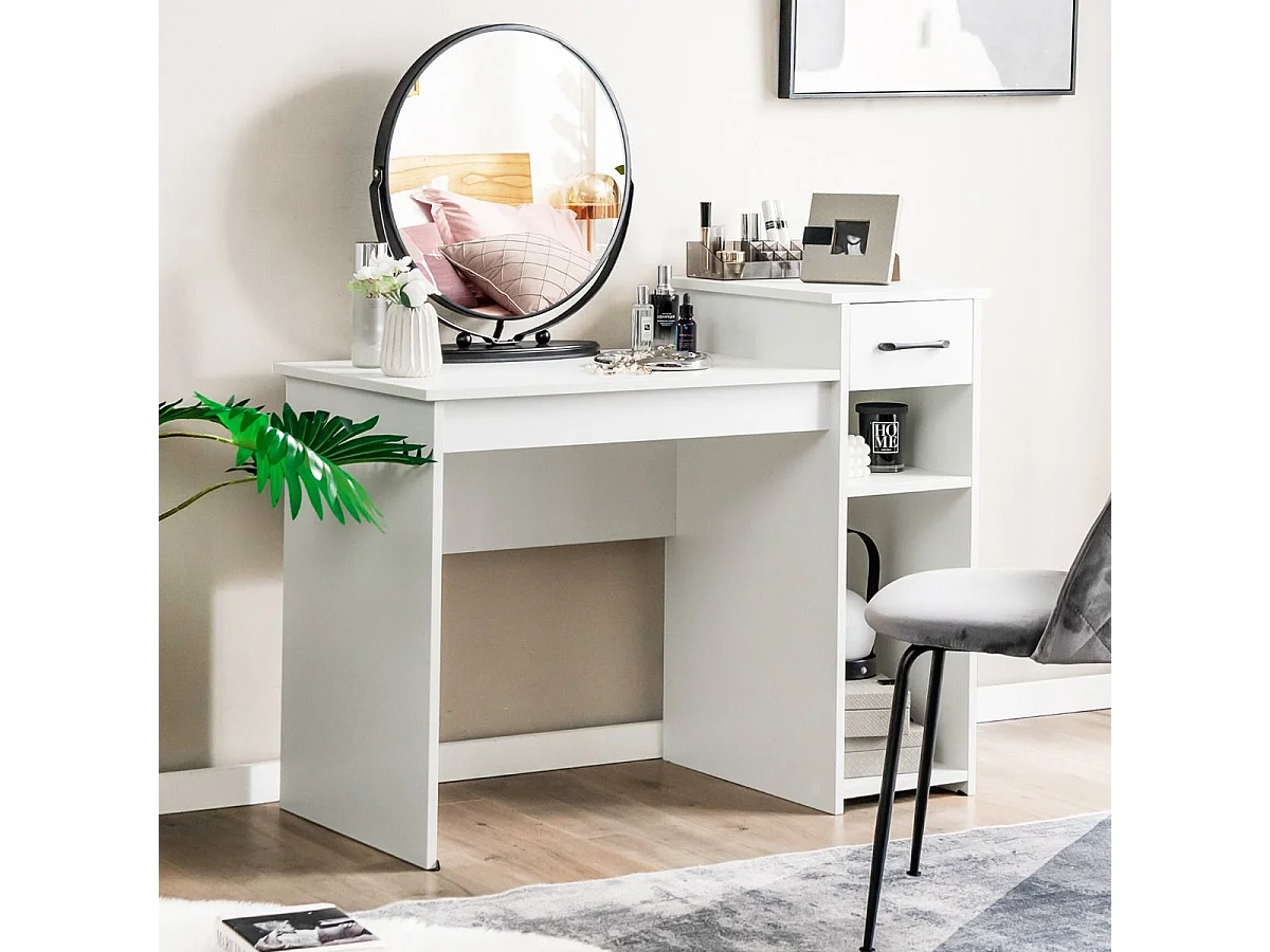 Bureau Informatique avec Support PC à 2 Niveaux 102 x 50 x 82 cm Blanc