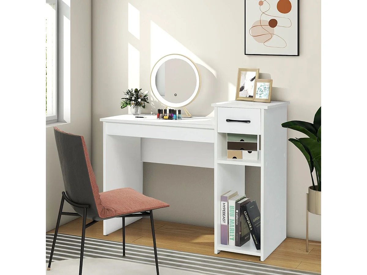 Bureau Informatique avec Support PC à 2 Niveaux 102 x 50 x 82 cm Blanc