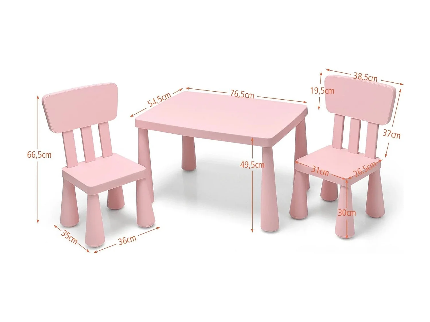 Ensemble Table et Chaises pour Enfants pour Jouer Manger Dessiner Apprentissage pour Enfants 1 à 7 Ans Rose