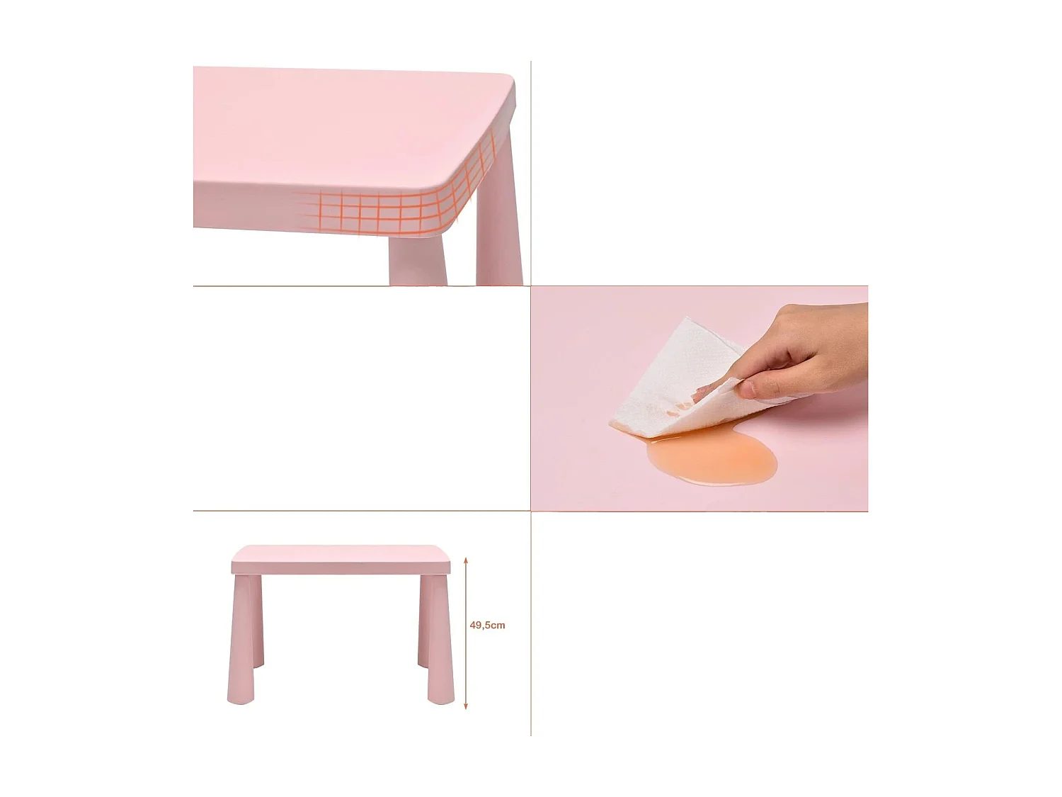 Ensemble Table et Chaises pour Enfants pour Jouer Manger Dessiner Apprentissage pour Enfants 1 à 7 Ans Rose