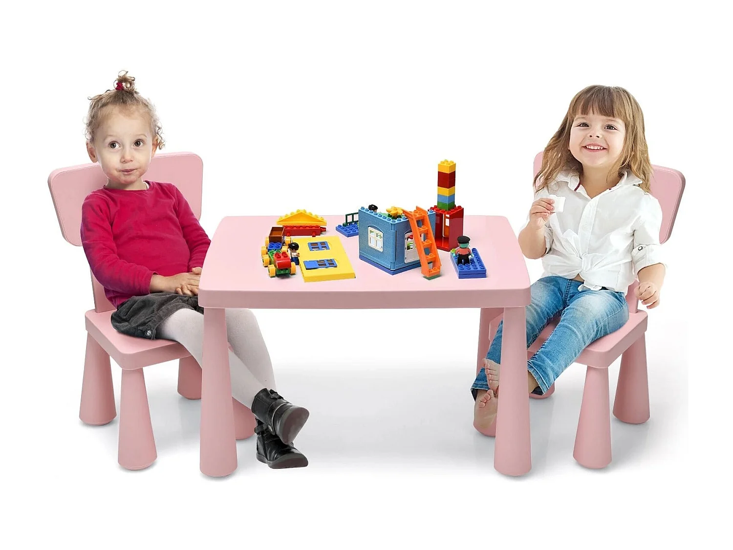 Ensemble Table et Chaises pour Enfants pour Jouer Manger Dessiner Apprentissage pour Enfants 1 à 7 Ans Rose