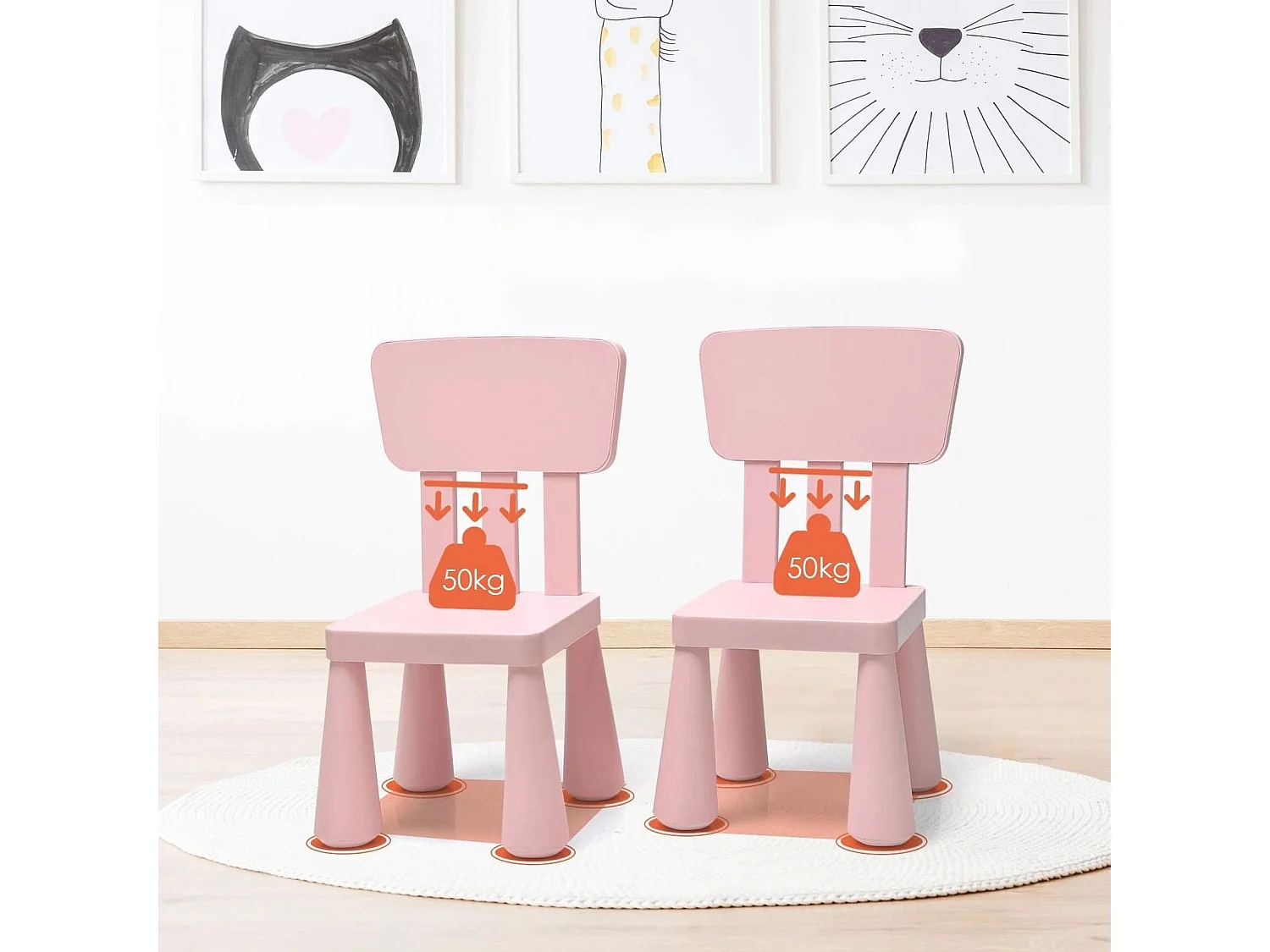 Ensemble Table et Chaises pour Enfants pour Jouer Manger Dessiner Apprentissage pour Enfants 1 à 7 Ans Rose
