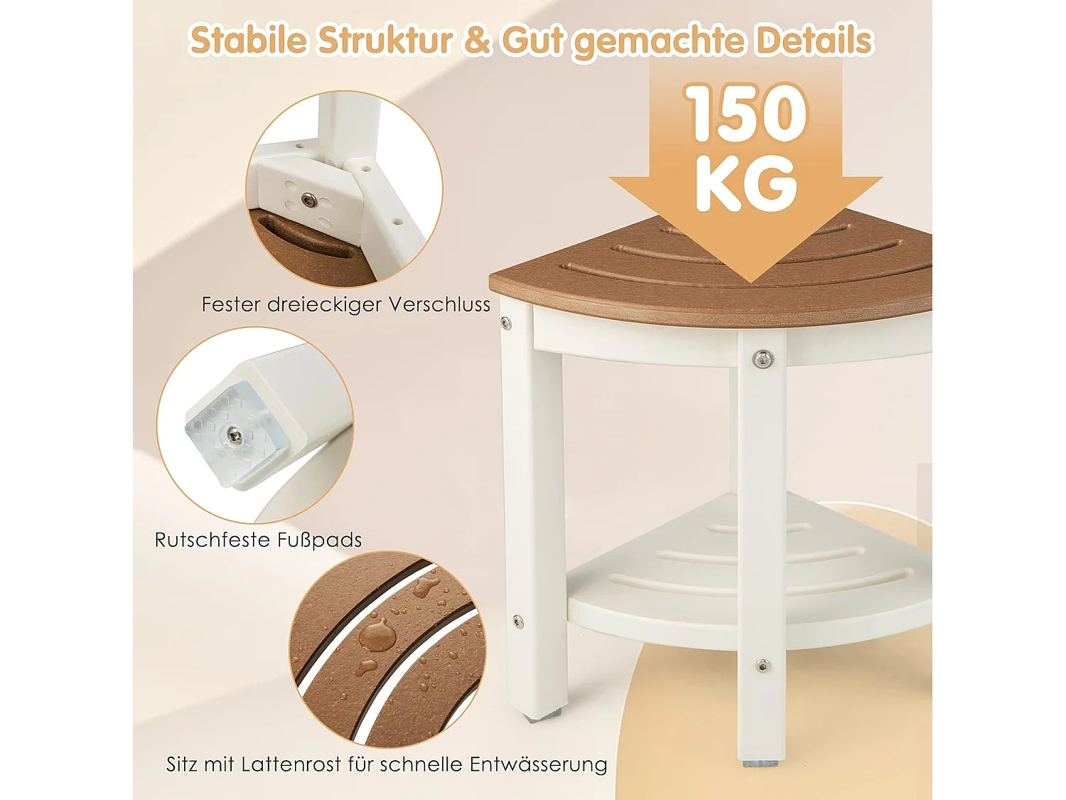 Duschbank Bad, Badhocker Fächerförm