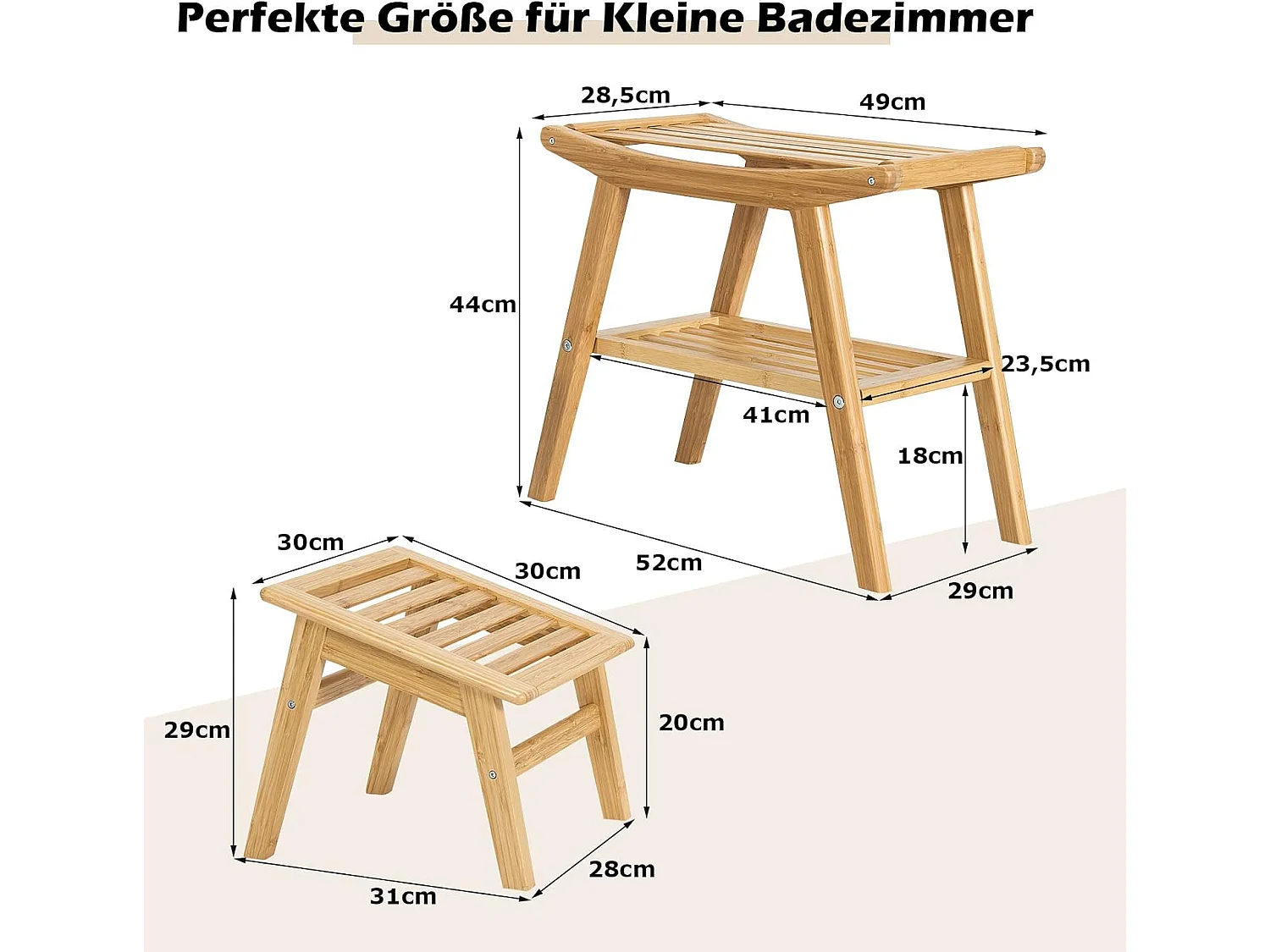 Duschhocker mit Fußhocker