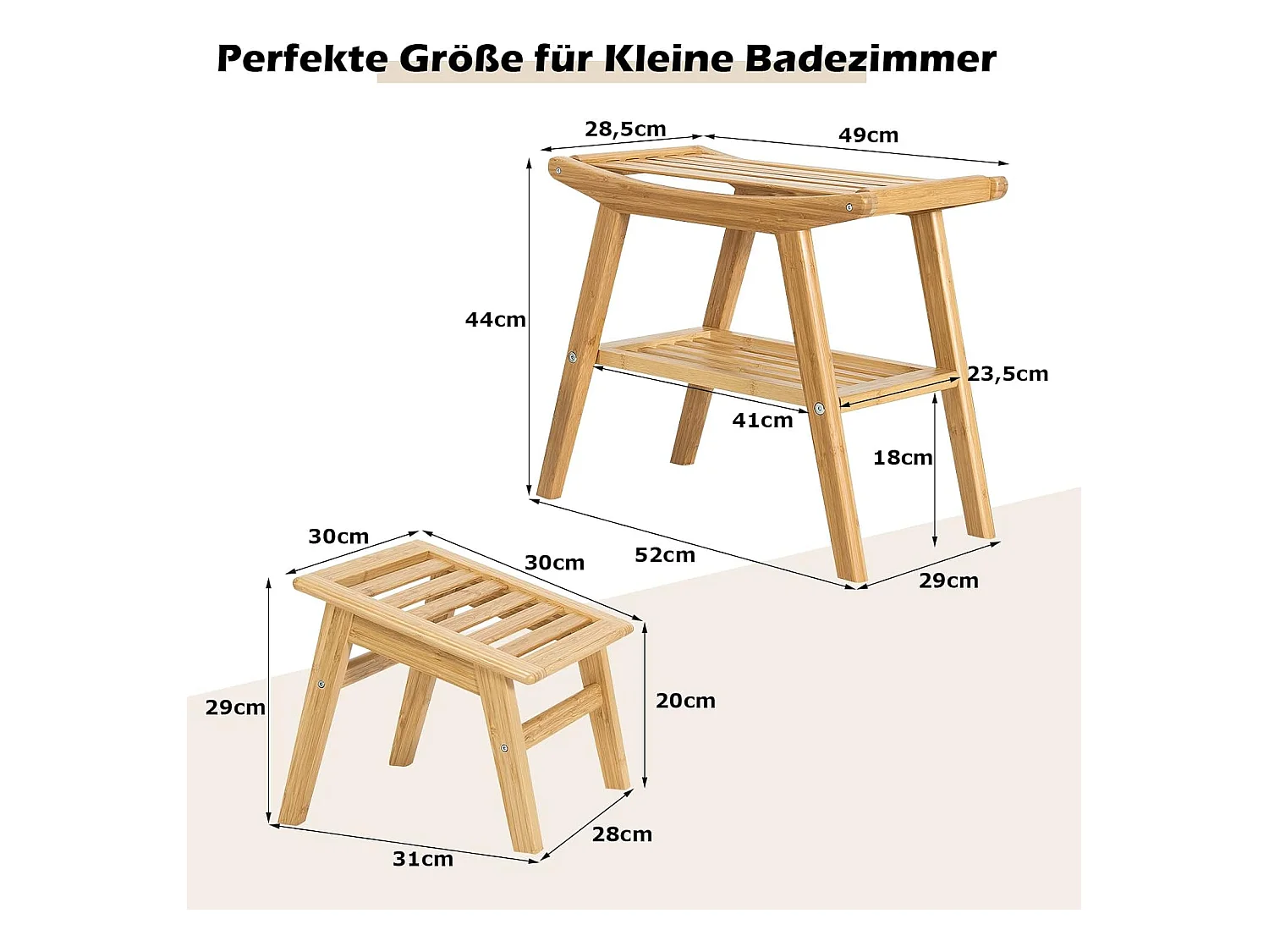 Duschhocker mit Fußhocker