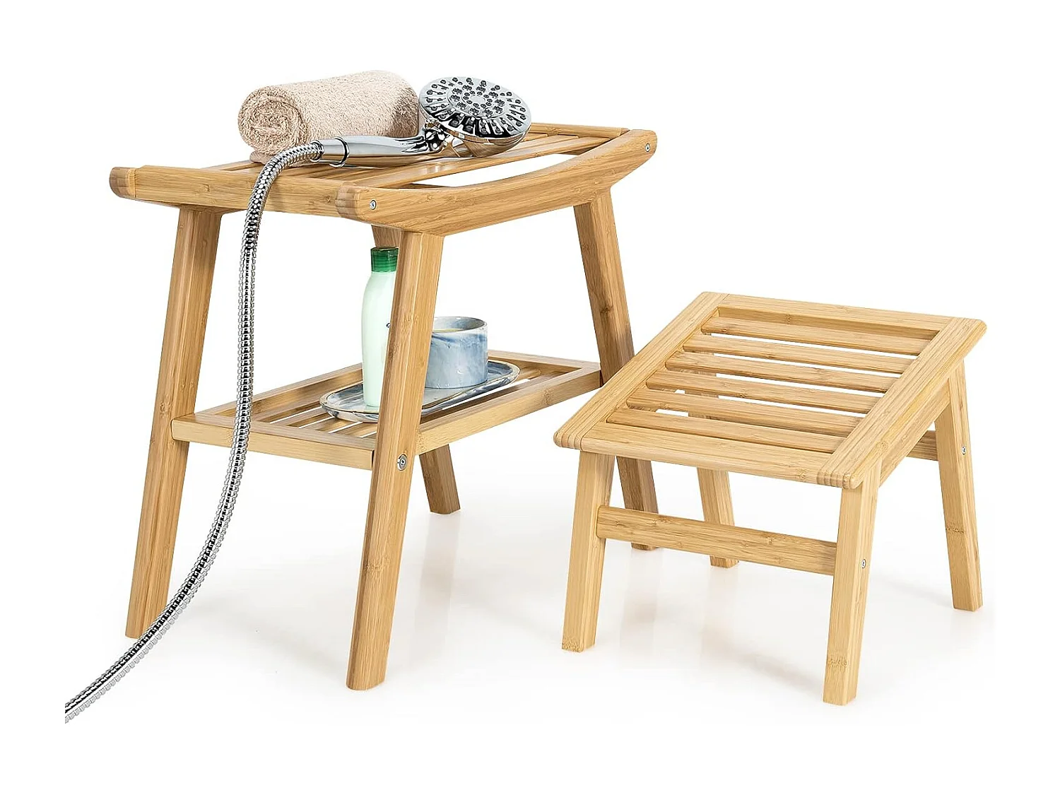 Duschhocker mit Fußhocker