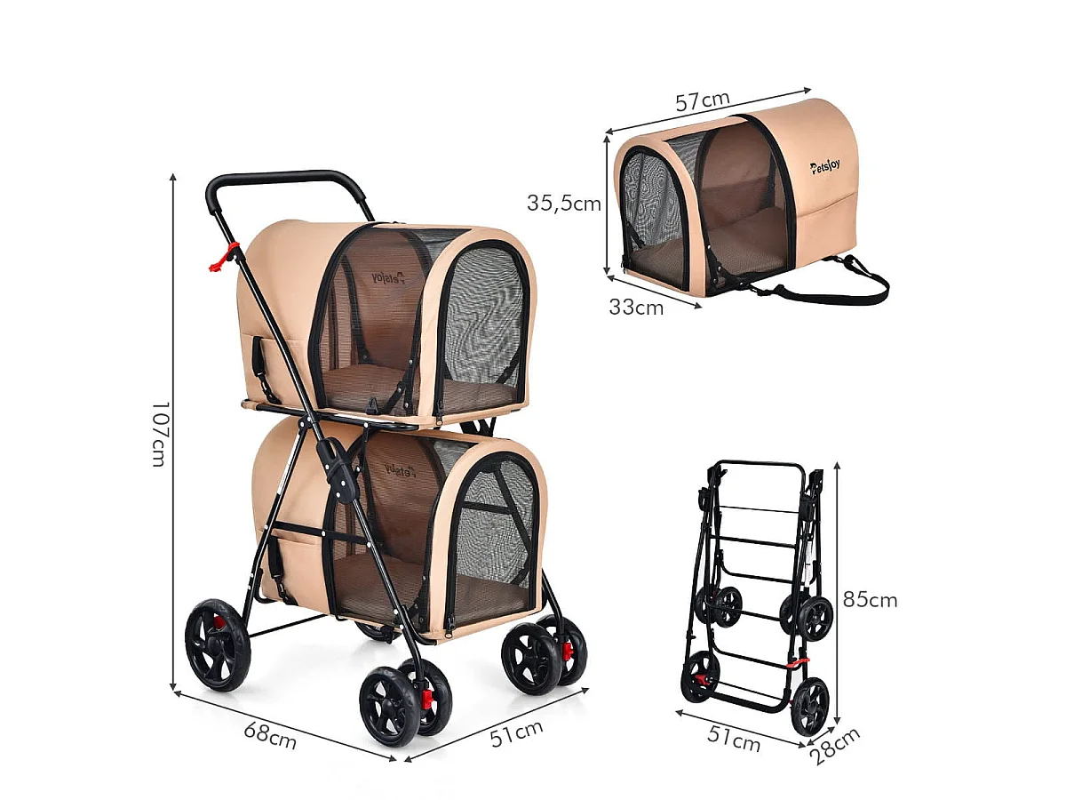 Zusammenklappbarer 4-in-1-Transportwagen für Kleintiere „Transporter“