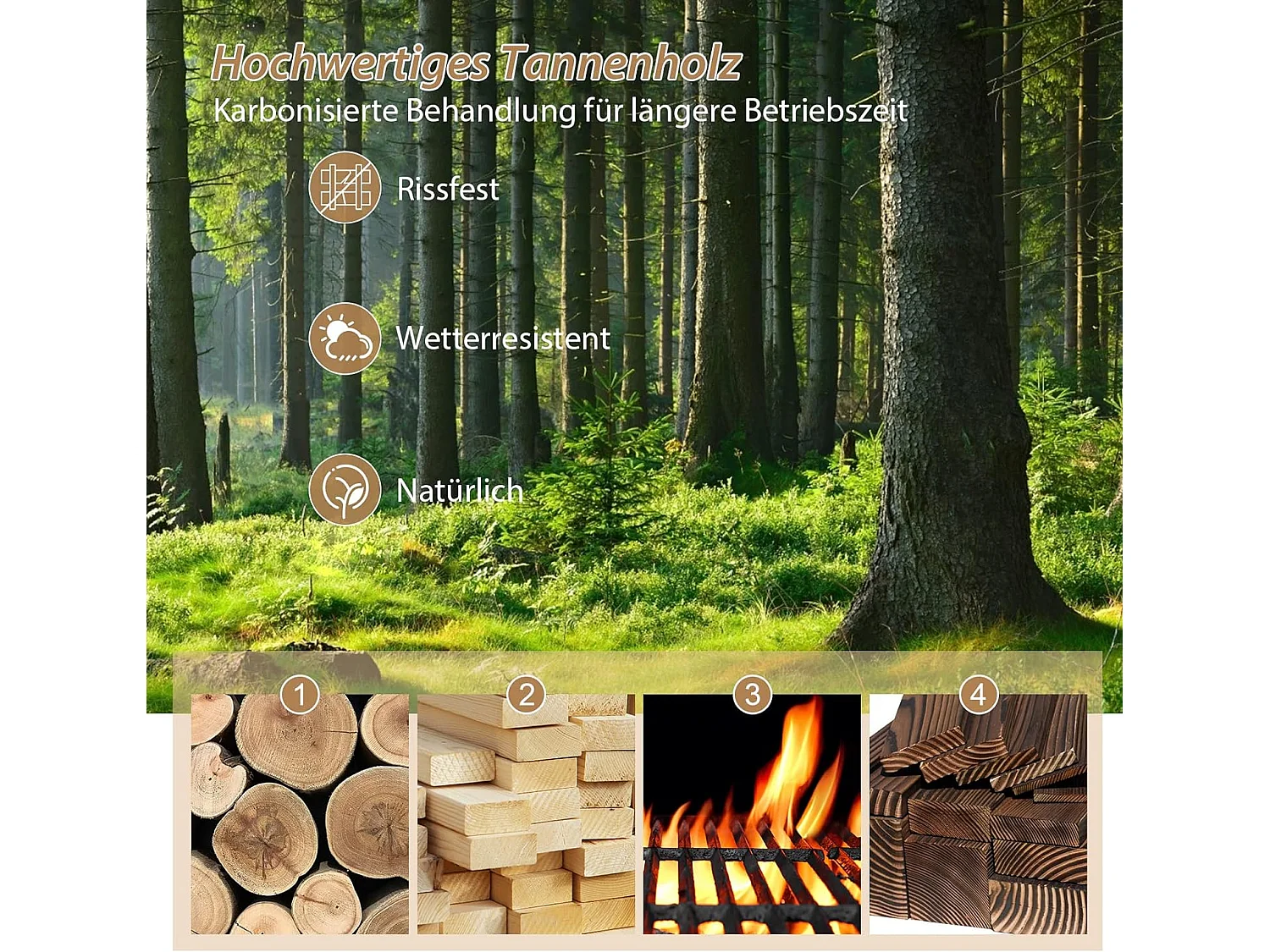 Holzbrücke mit doppeltem Halbradgeländer