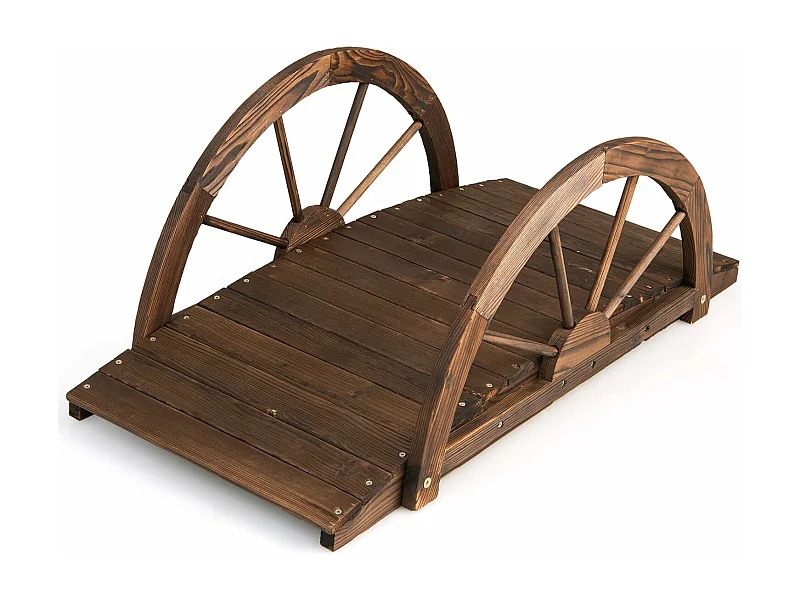 Holzbrücke mit doppeltem Halbradgeländer