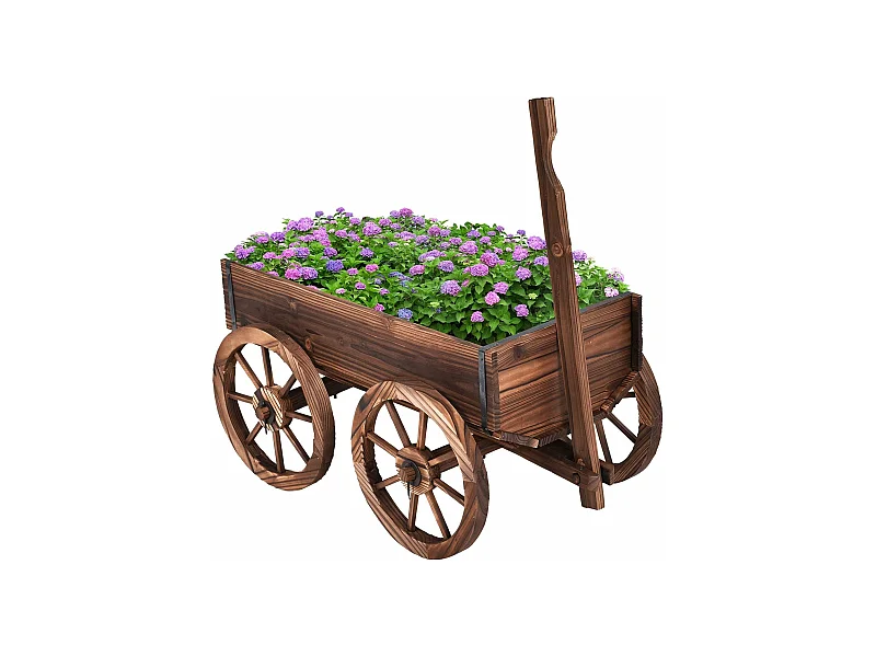 Blumenwagen Holz, Pflanzwagen 4 Rädern