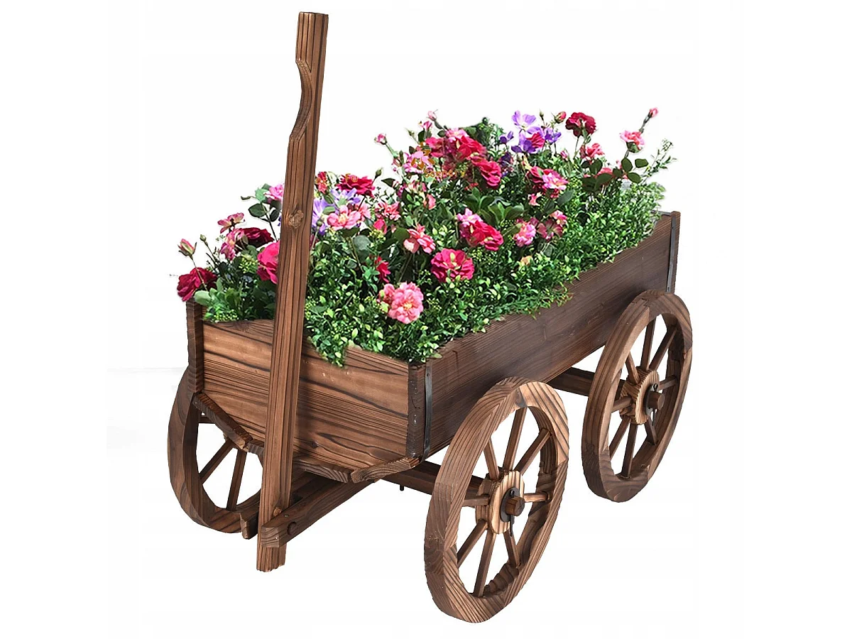 CHARIOT EN BOIS, CAISSE, JARDINIÈRE, POT DE FLEURS DE JARDIN