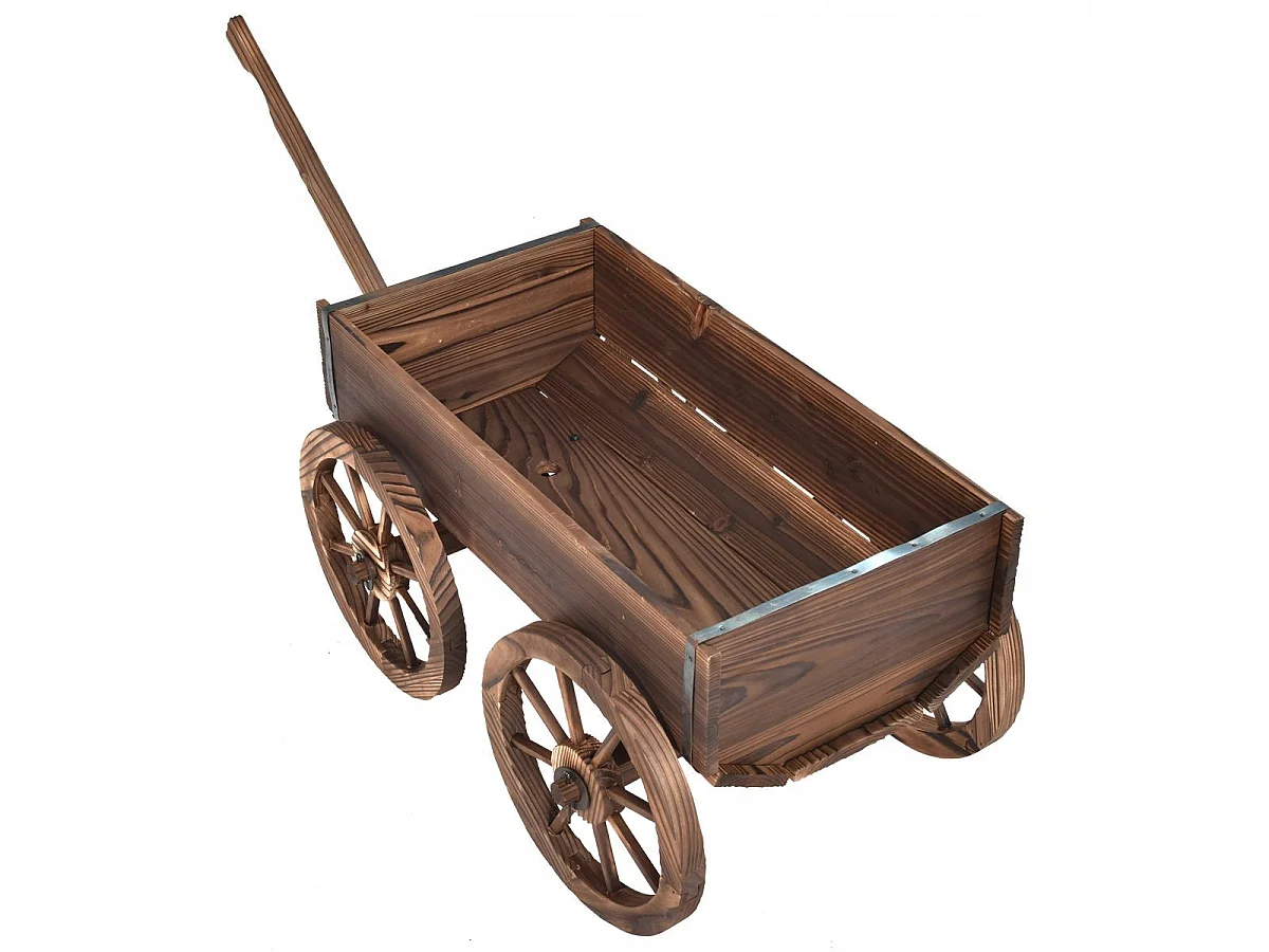 CHARIOT EN BOIS, CAISSE, JARDINIÈRE, POT DE FLEURS DE JARDIN