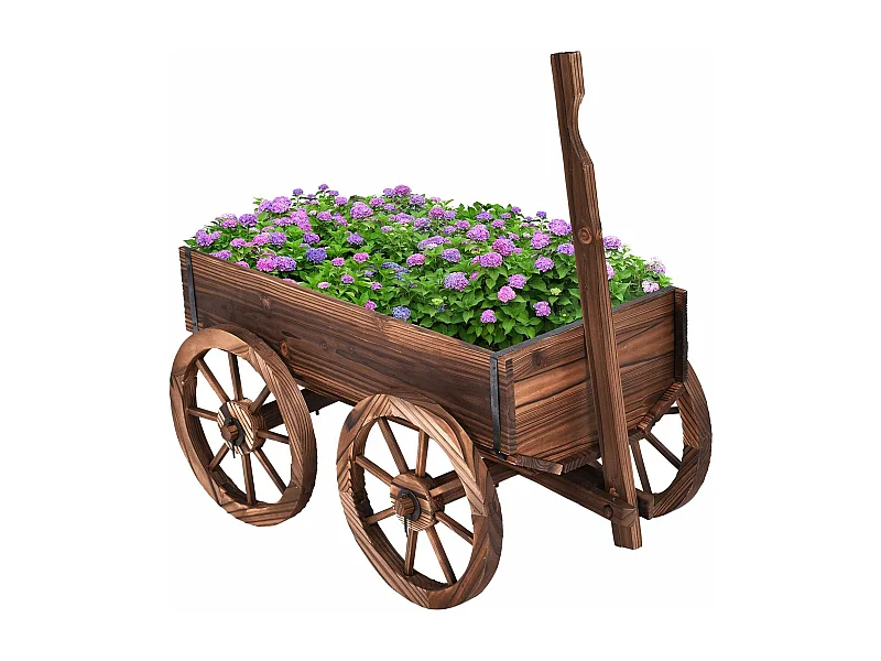 Blumenwagen Holz, Pflanzwagen 4 Rädern
