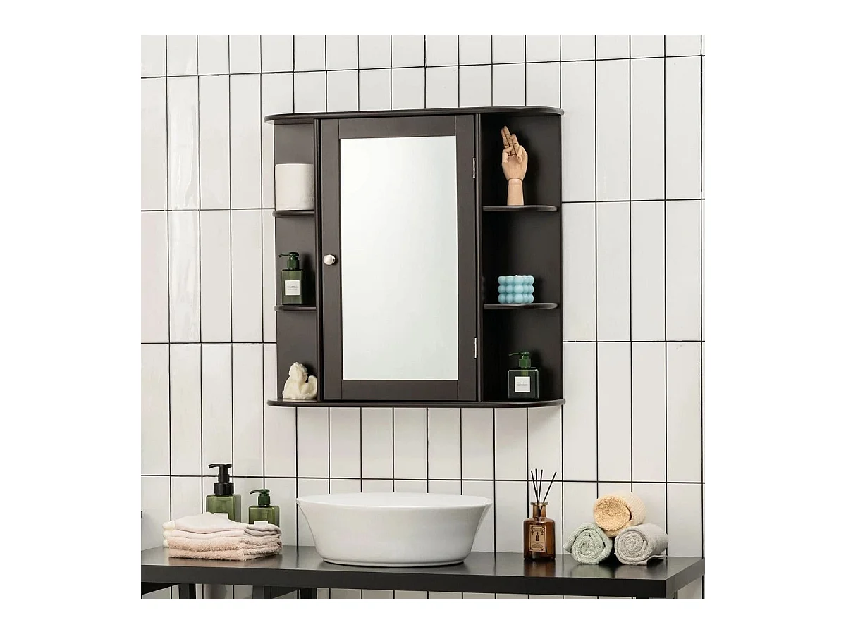 Aufbewahrungsschrank zur Wandmontage Mehrzweck-Medizinschrank für Bad 66 x 16,7 x 63 cm Braun