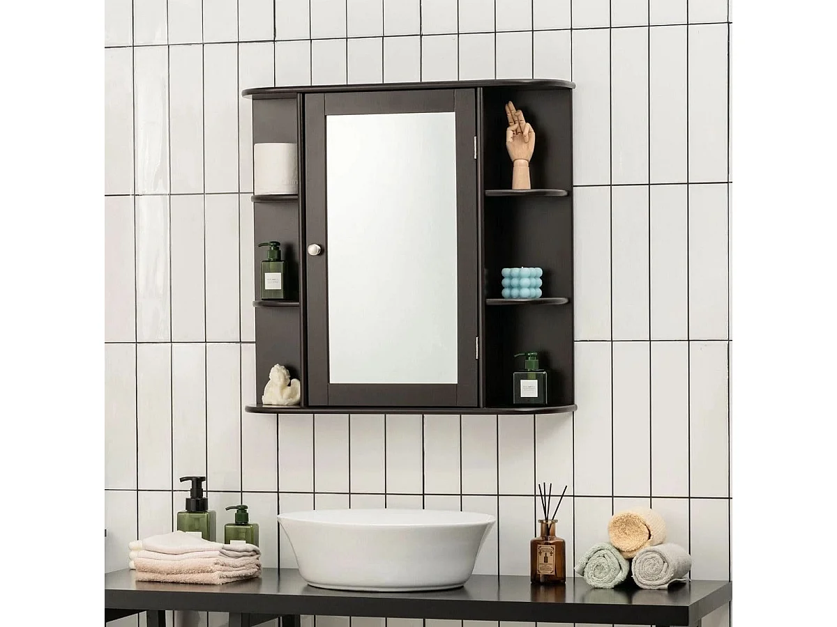 Aufbewahrungsschrank zur Wandmontage Mehrzweck-Medizinschrank für Bad 66 x 16,7 x 63 cm Braun