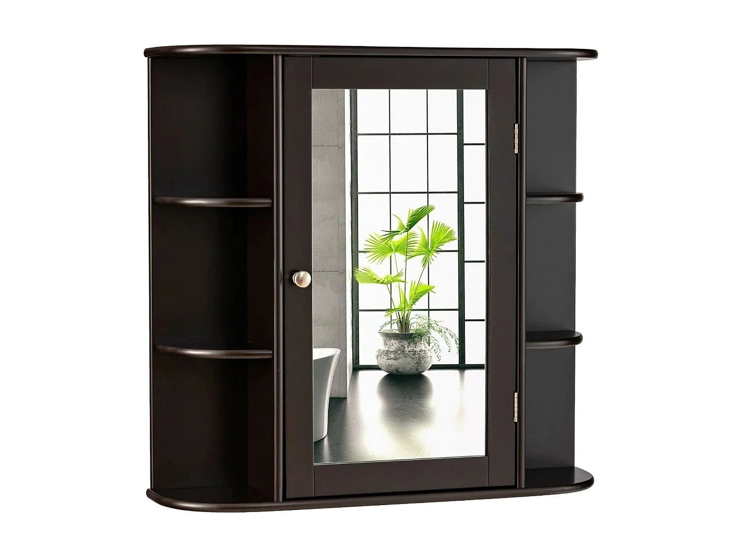 Aufbewahrungsschrank zur Wandmontage Mehrzweck-Medizinschrank für Bad 66 x 16,7 x 63 cm Braun