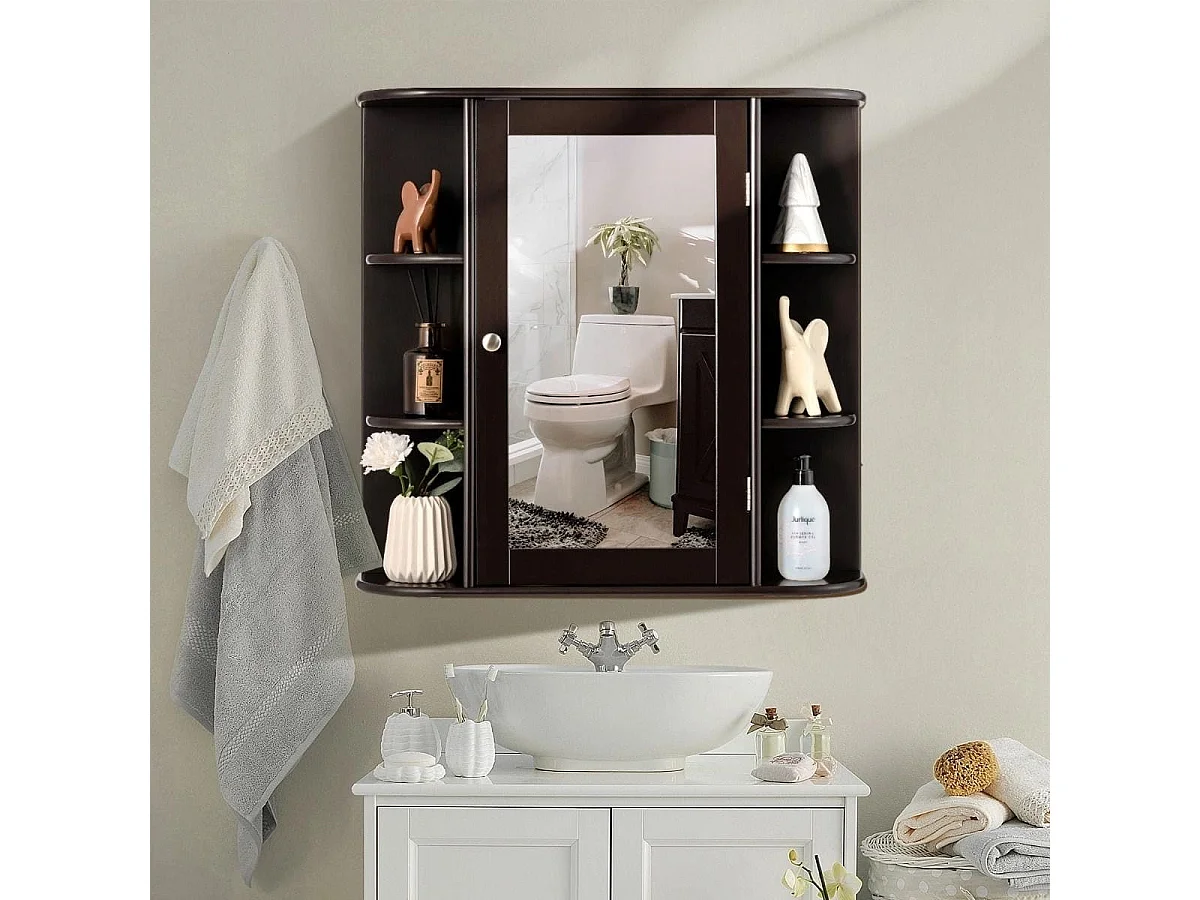 Aufbewahrungsschrank zur Wandmontage Mehrzweck-Medizinschrank für Bad 66 x 16,7 x 63 cm Braun