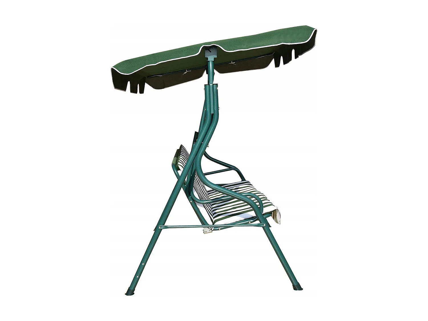 Dondolo a tre posti da giardino con oscurante e telaio in acciaio 172x154x110cm Verde e bianco