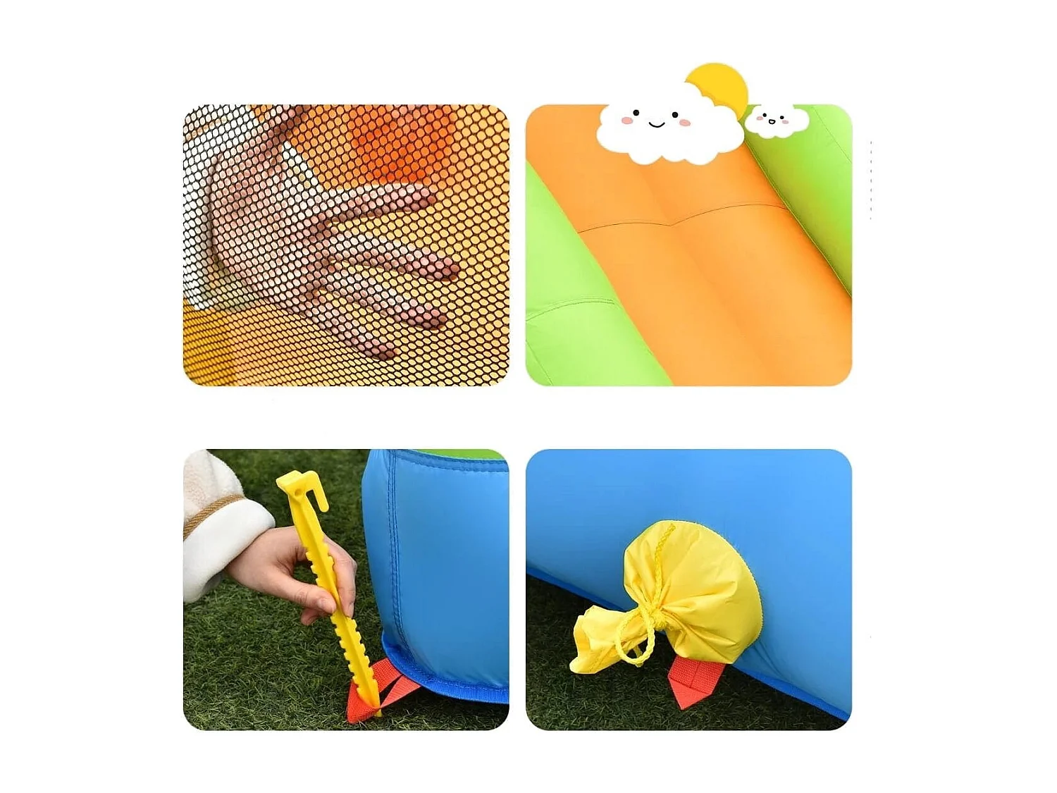 Aufblasbare Hüpfburg mit Rutsche & Bällebad & Basketballkorb 477 x 241 x 208 cm (ohne Gebläse)