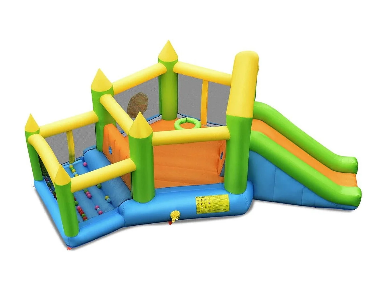 Aufblasbare Hüpfburg mit Rutsche & Bällebad & Basketballkorb 477 x 241 x 208 cm (ohne Gebläse)