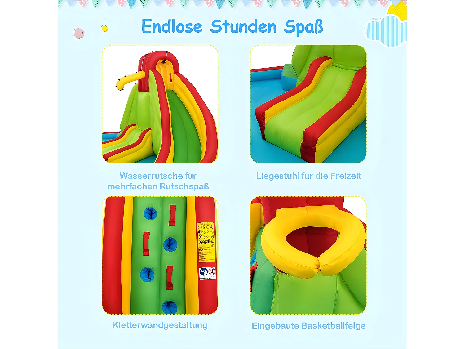 Hüpfburg aufblasbar mit 2 Rutschen