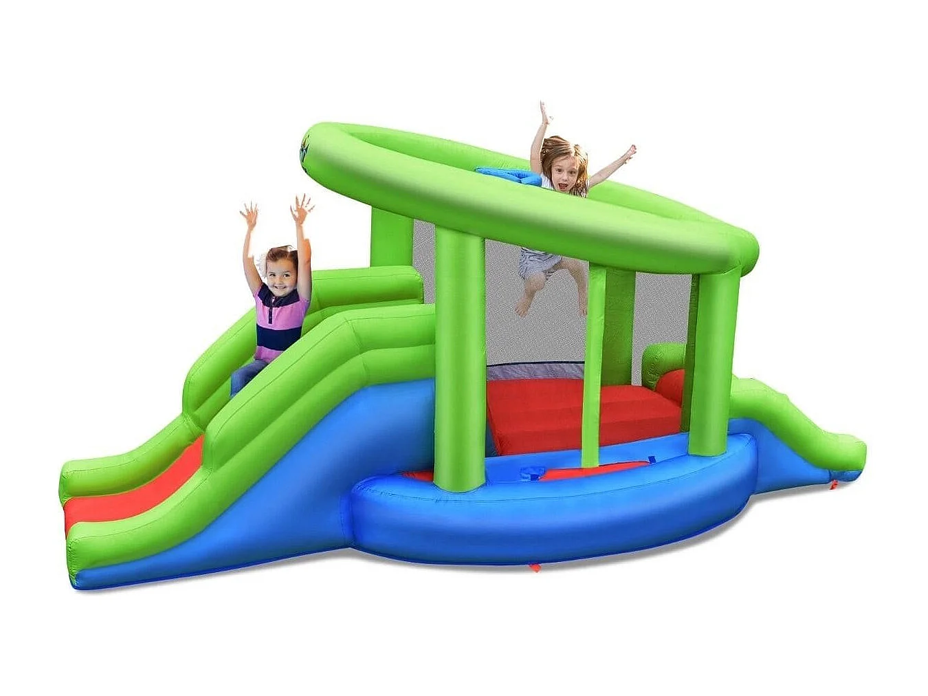 Aufblasbare Schnecke Hüpfburg mit 2 Rutschen & Basketballkorb 410 x 190 x 197 cm
