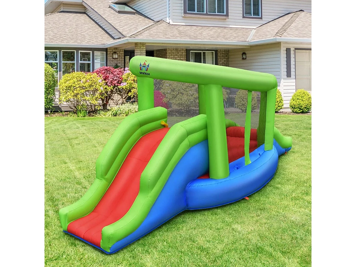 Aufblasbare Schnecke Hüpfburg mit 2 Rutschen & Basketballkorb 410 x 190 x 197 cm