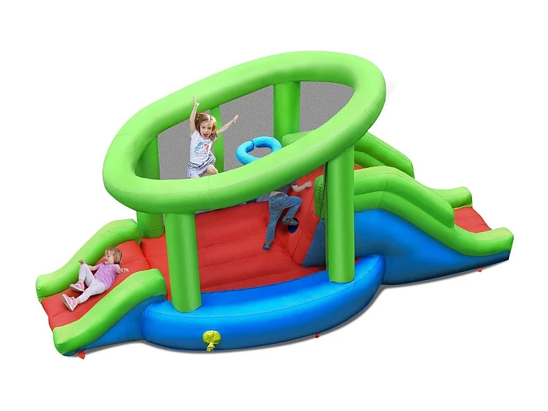 Aufblasbare Schnecke Hüpfburg mit 2 Rutschen & Basketballkorb 410 x 190 x 197 cm