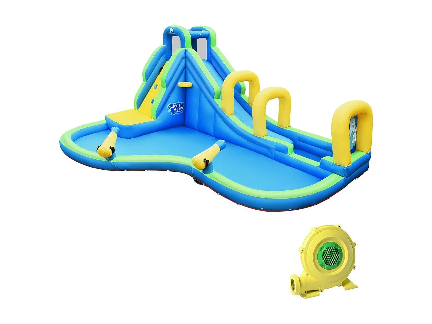 Hüpfburg Aufblasbare Wasserrutsche mit Gebläse 478x366x242cm