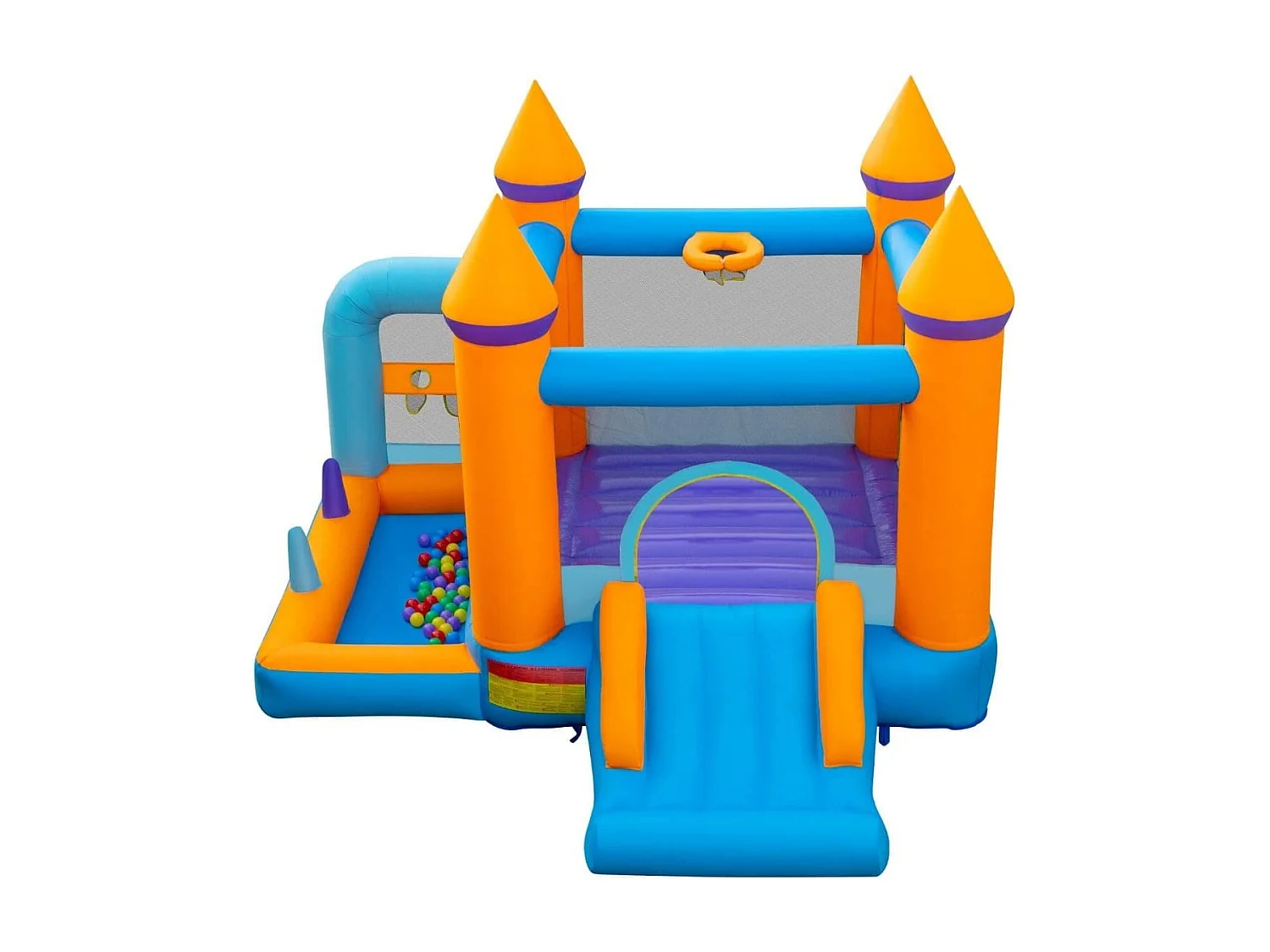 Aufblasbare Hüpfburg für Kinder mit Bällebad & Rutsche & Ringwurfspiel Inklusive 735W Gebläse