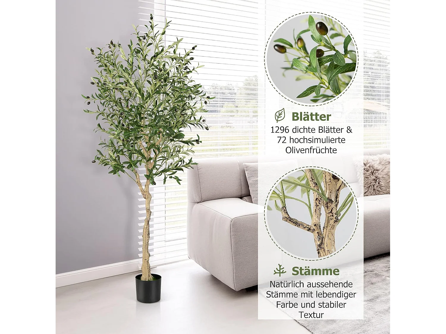 2er SetKünstliche Olivenbäume 182 cm