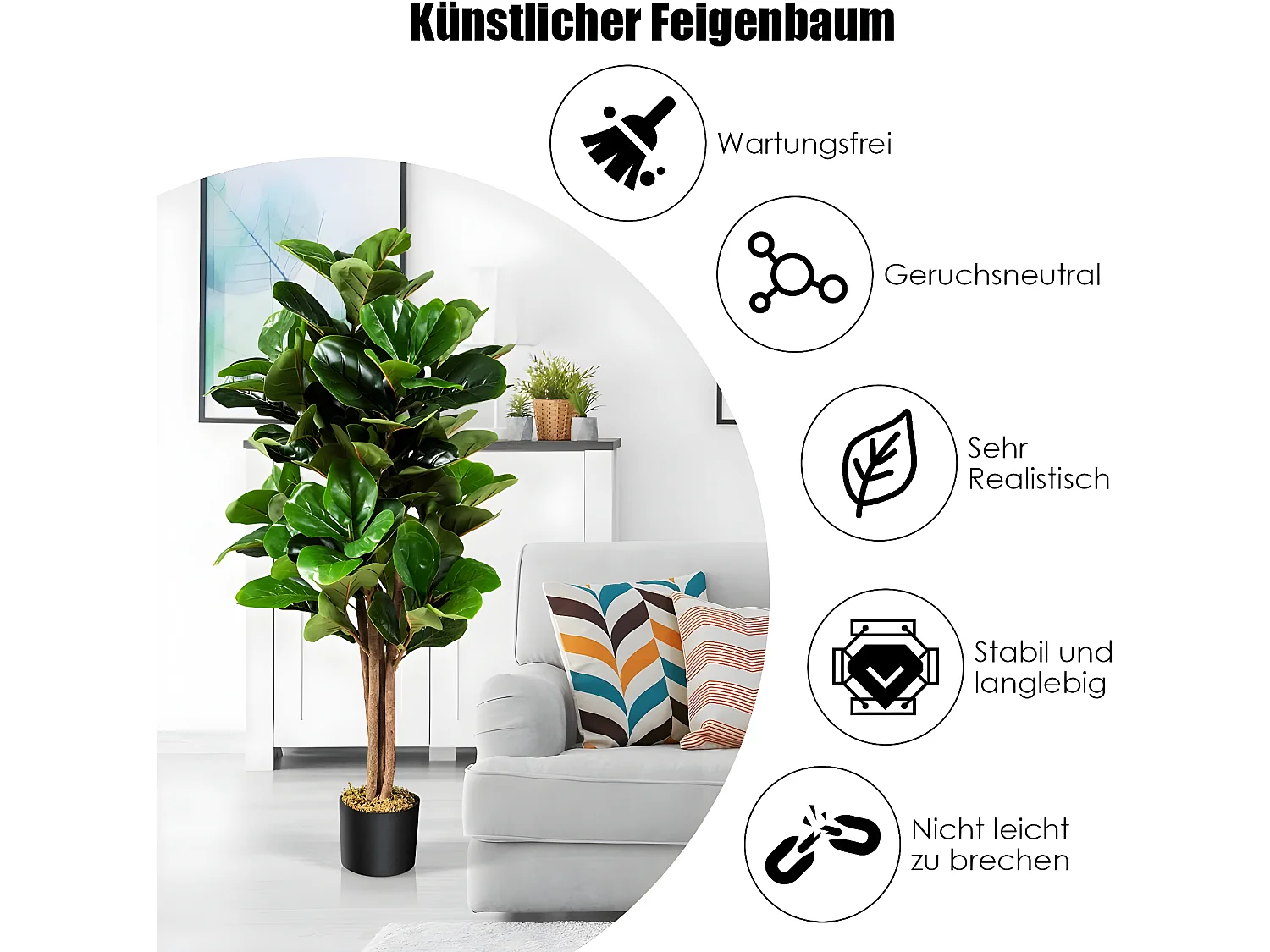 Künstlicher Feigenbaum mit Blumentopf