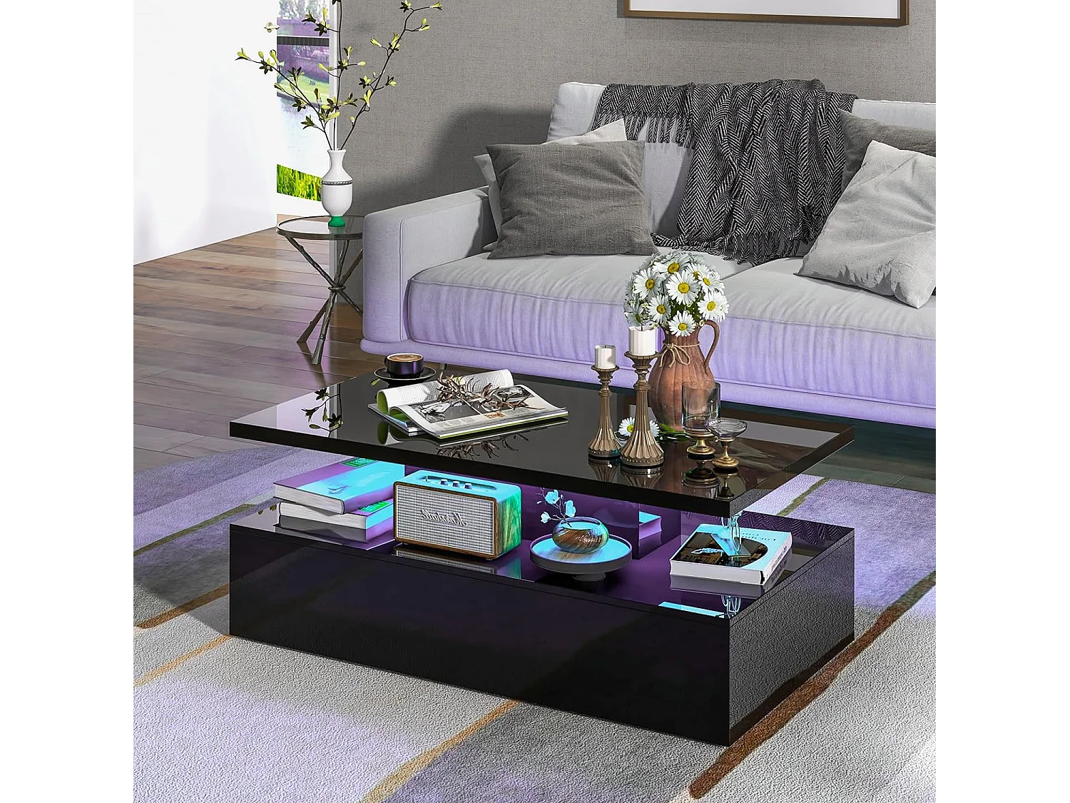 LED-Couchtisch Hochglanz