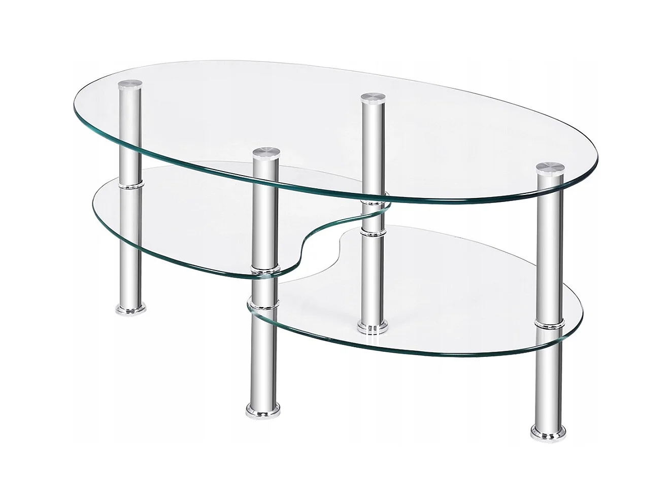 Table Basse en Verre Table de Salon avec 3 Etagères en Verre Trempé 89x49,5x45cm pour Salle Salon Chambre Transparence