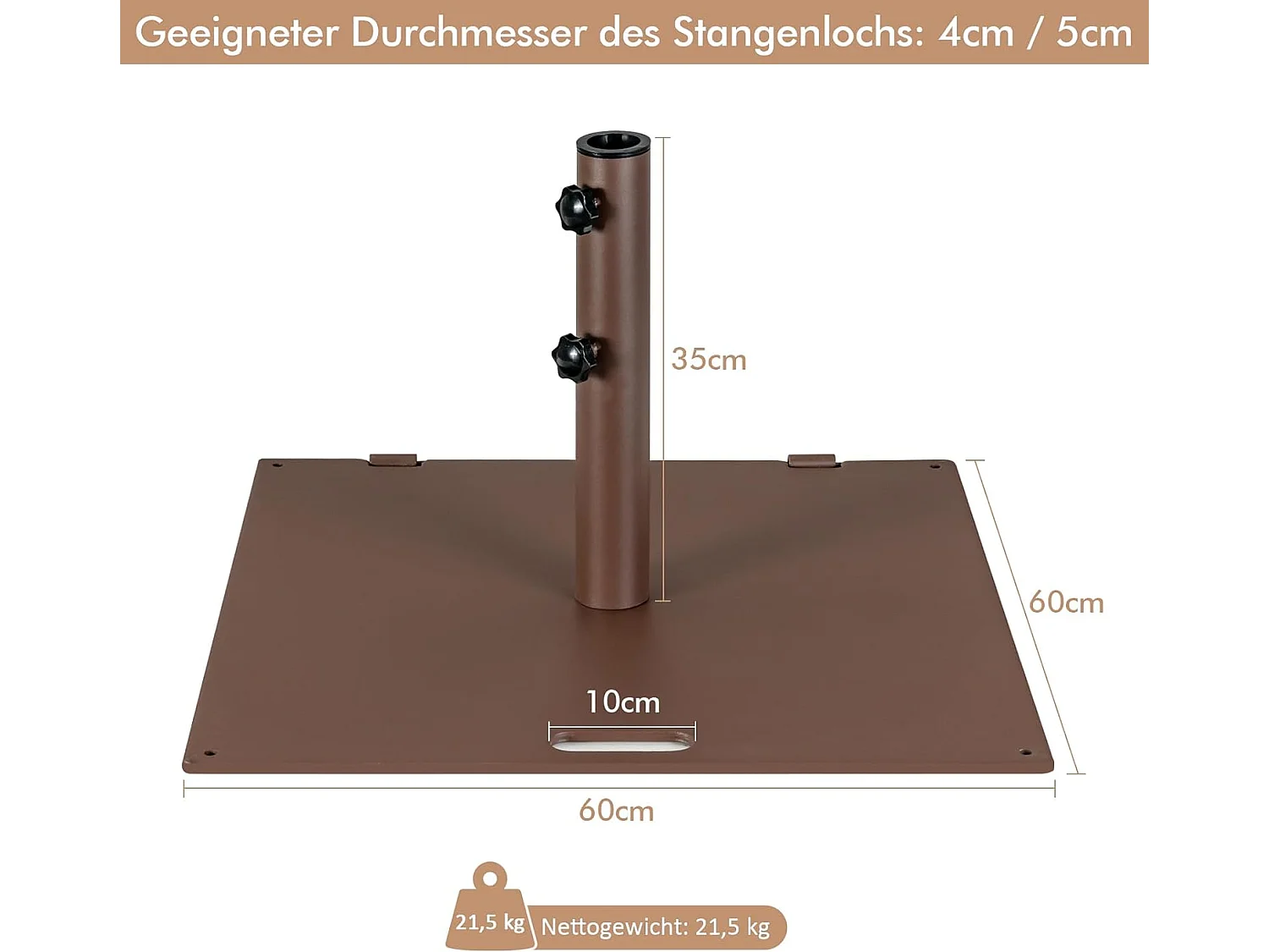 Schirmständer mit 2 integrierten Rädern