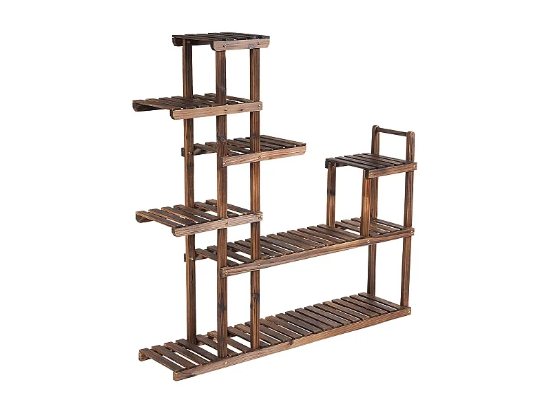 Holzregal in 7 Ebenen Multifunktionales Dekorationsmöbel für Innen und Außen 120x25x120cm Braun