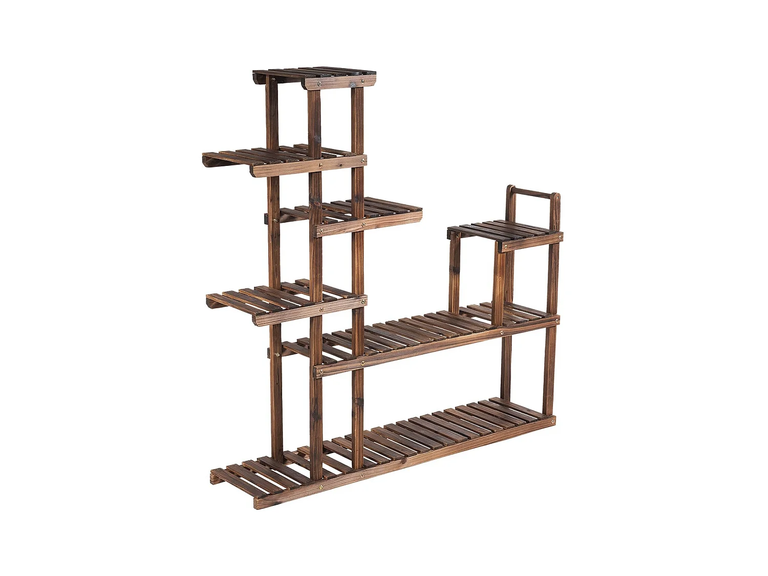Holzregal in 7 Ebenen Multifunktionales Dekorationsmöbel für Innen und Außen 120x25x120cm Braun