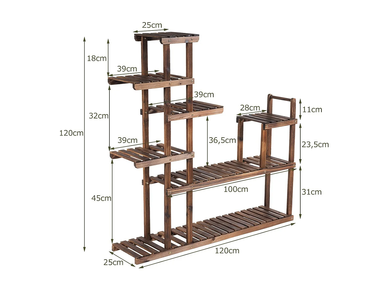 Scaffale di legno per piante e fiori, Espositore piante da interno ed esterno