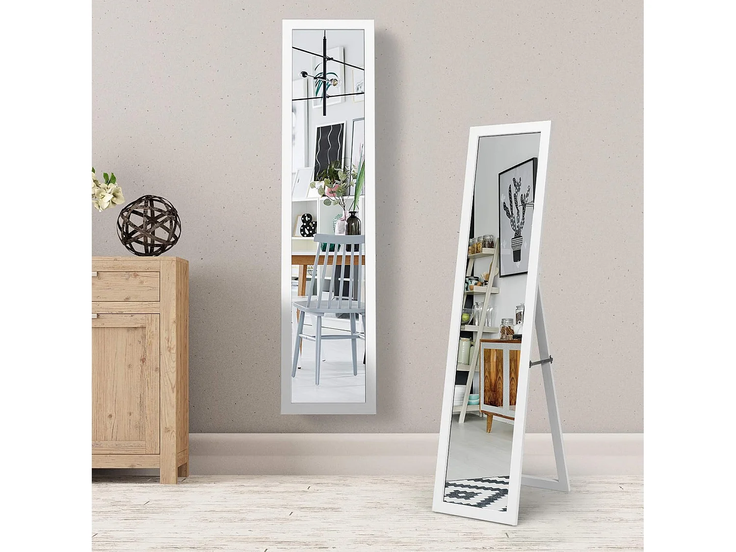 Standspiegel mit Holzrahmen