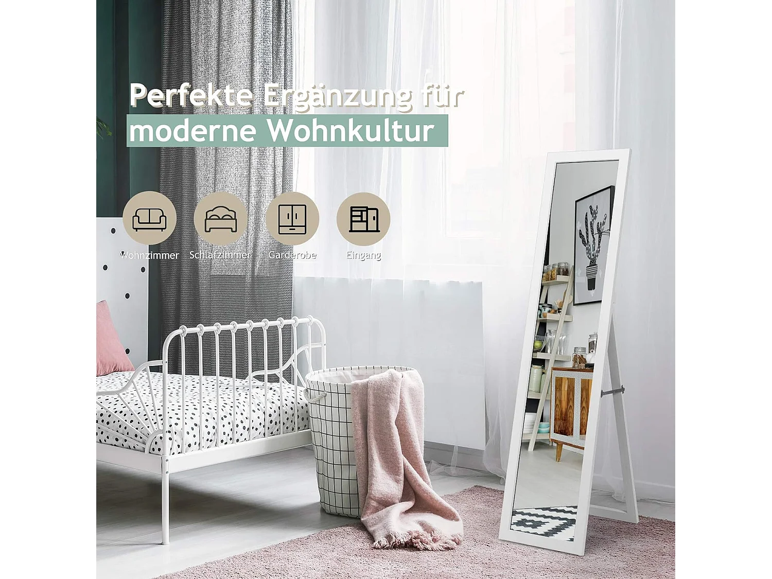 Standspiegel mit Holzrahmen