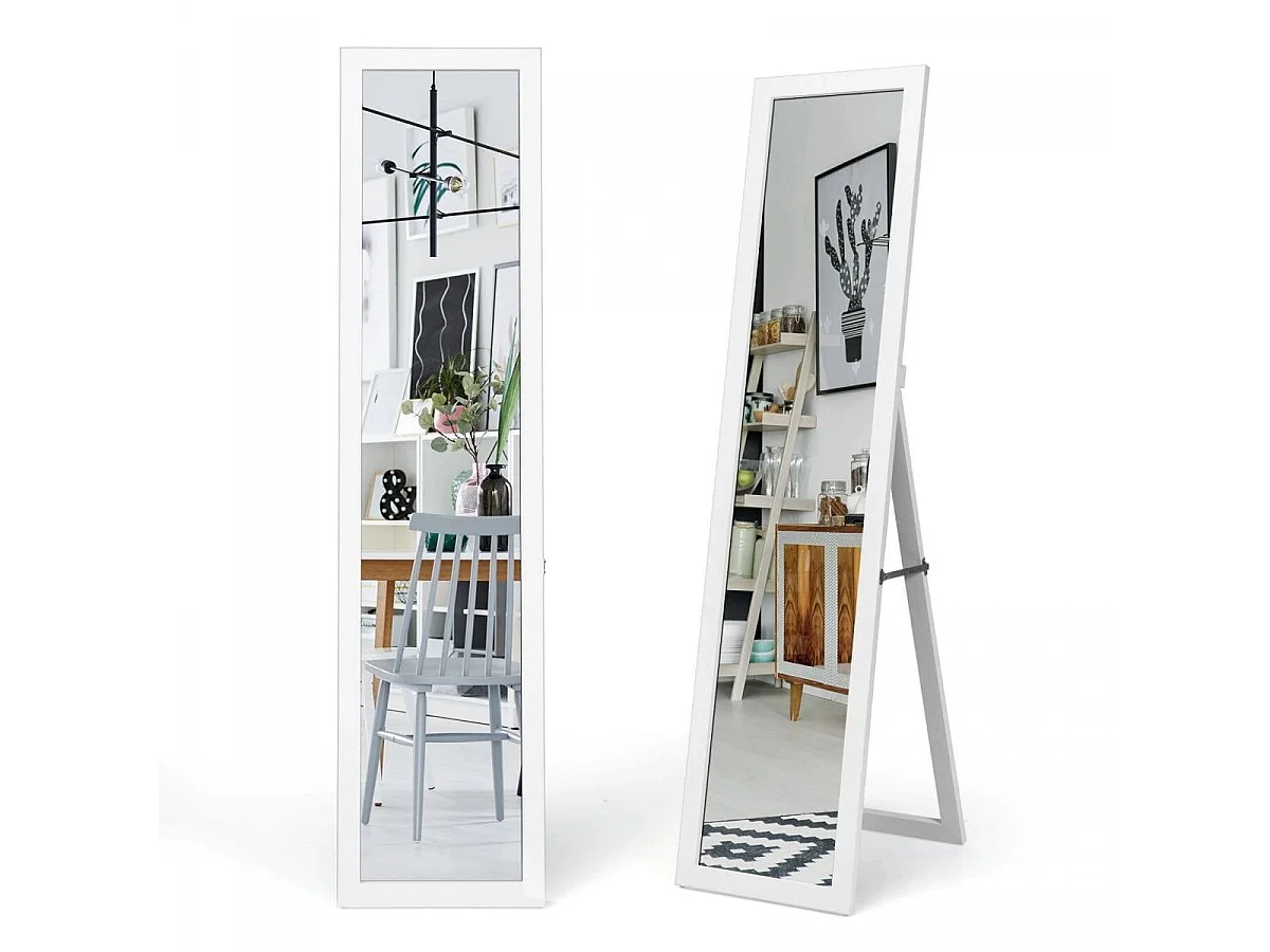 Freistehender Ganzkörperspiegel, 155 x 37 cm, weiß