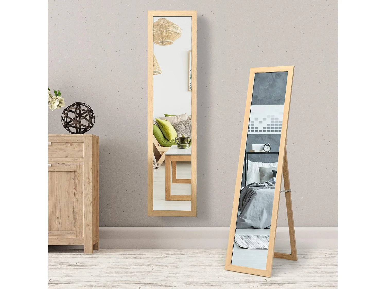 Standspiegel mit Holzrahmen