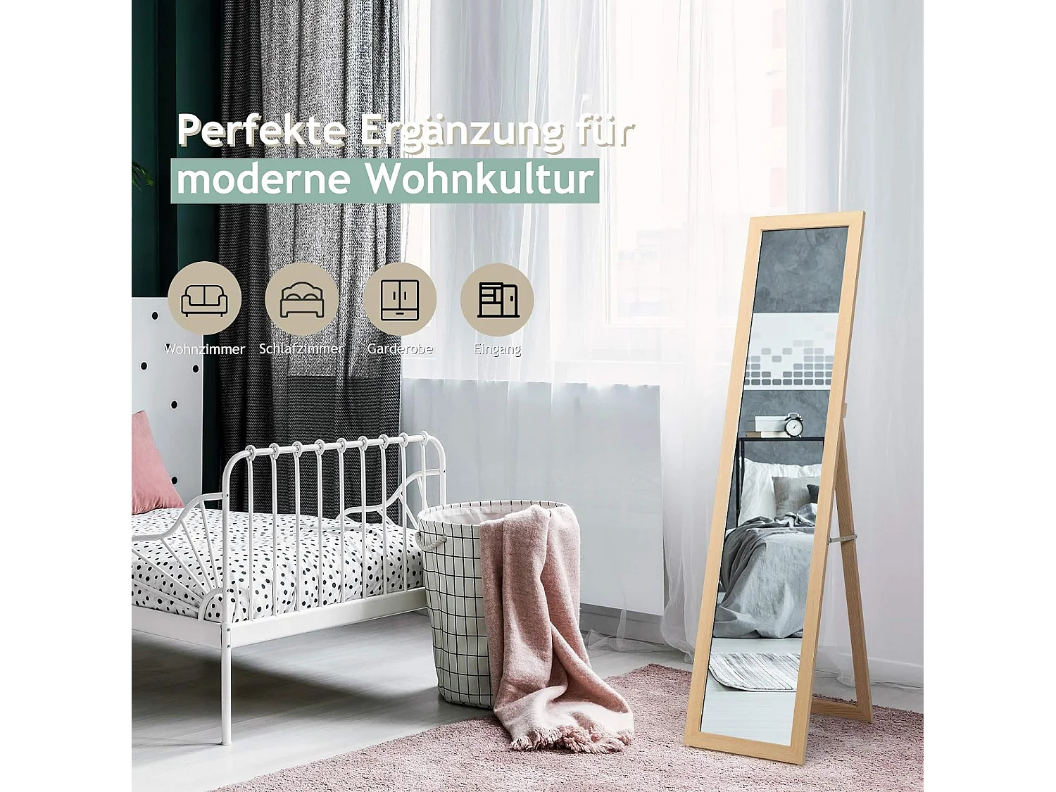 Standspiegel mit Holzrahmen