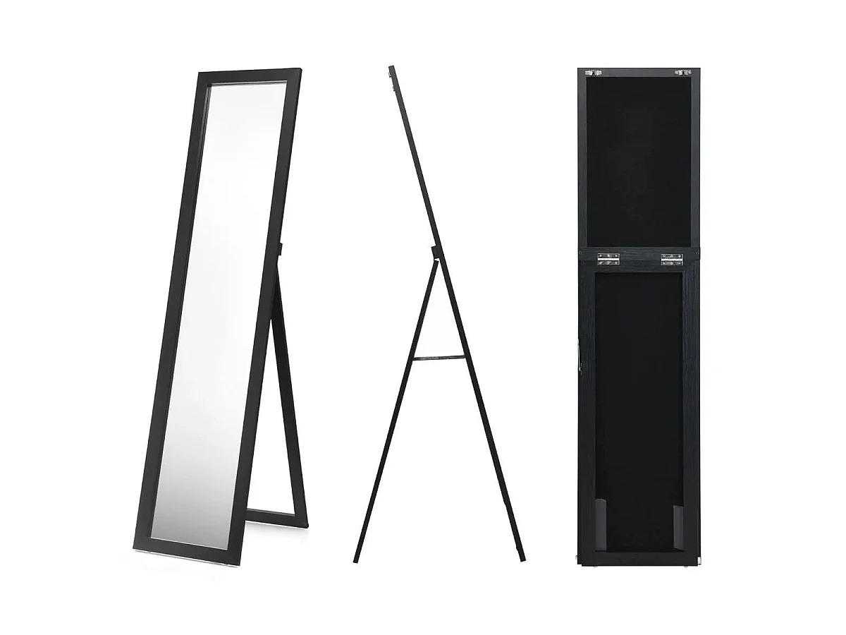 Psyché Miroir Autoportant Rectangulaire 155 x 37 cm Style Scandinave Moderne noir