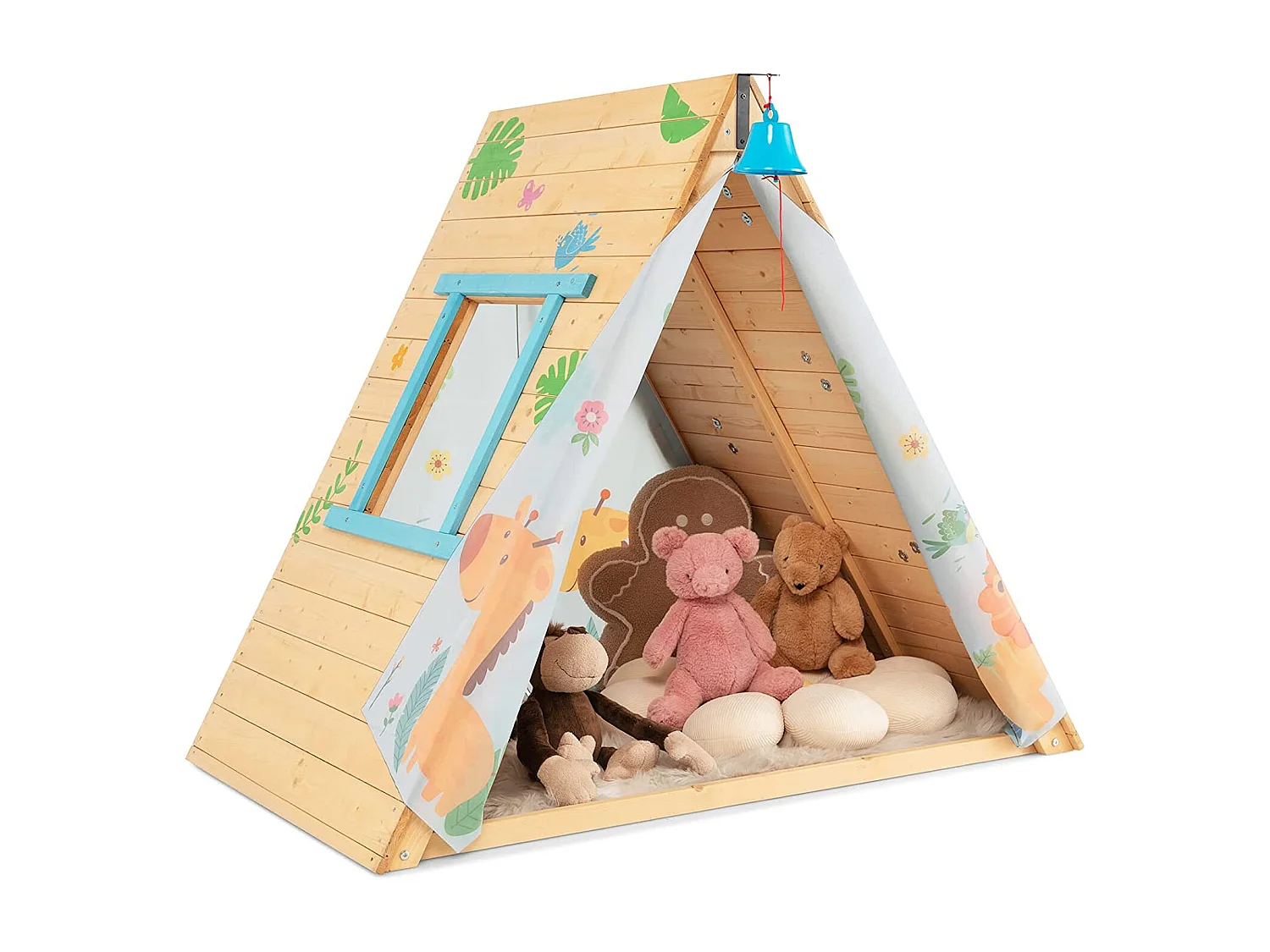 2 in 1 Kinderzelt Holz Spielhaus