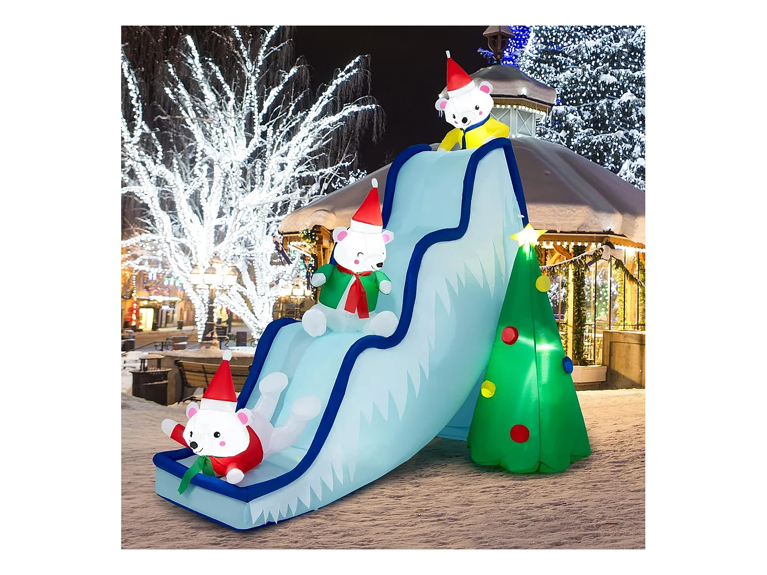 220 cm Aufblasbare Weihnachtsrutsche LED
