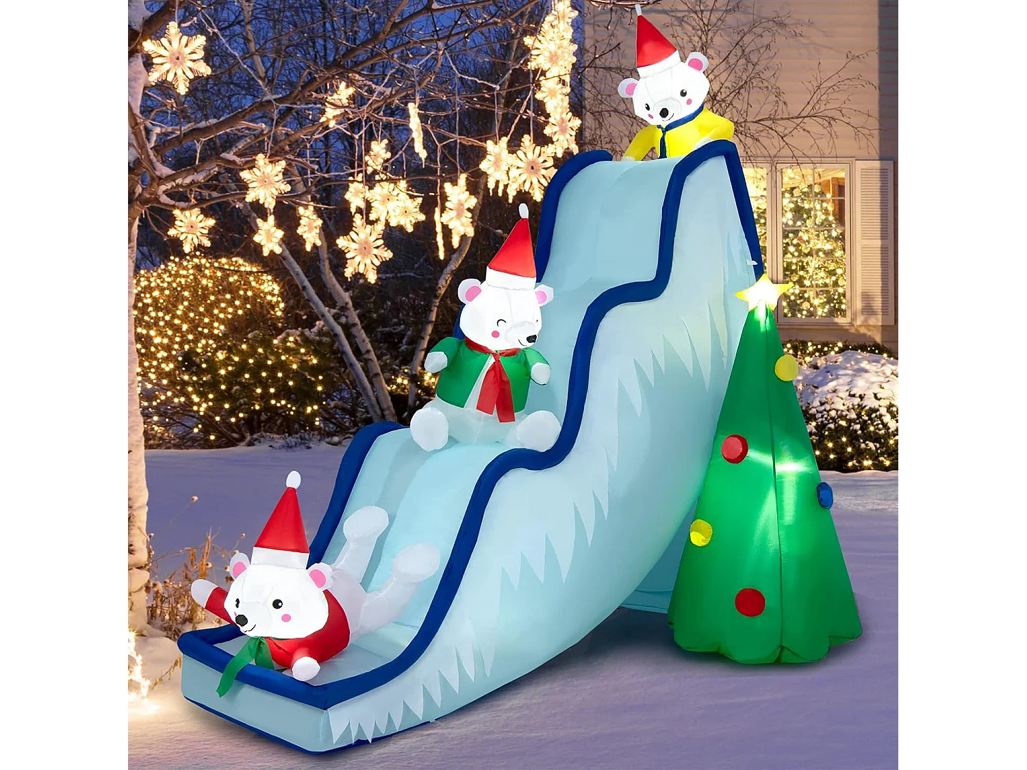 220 cm Aufblasbare Weihnachtsrutsche LED