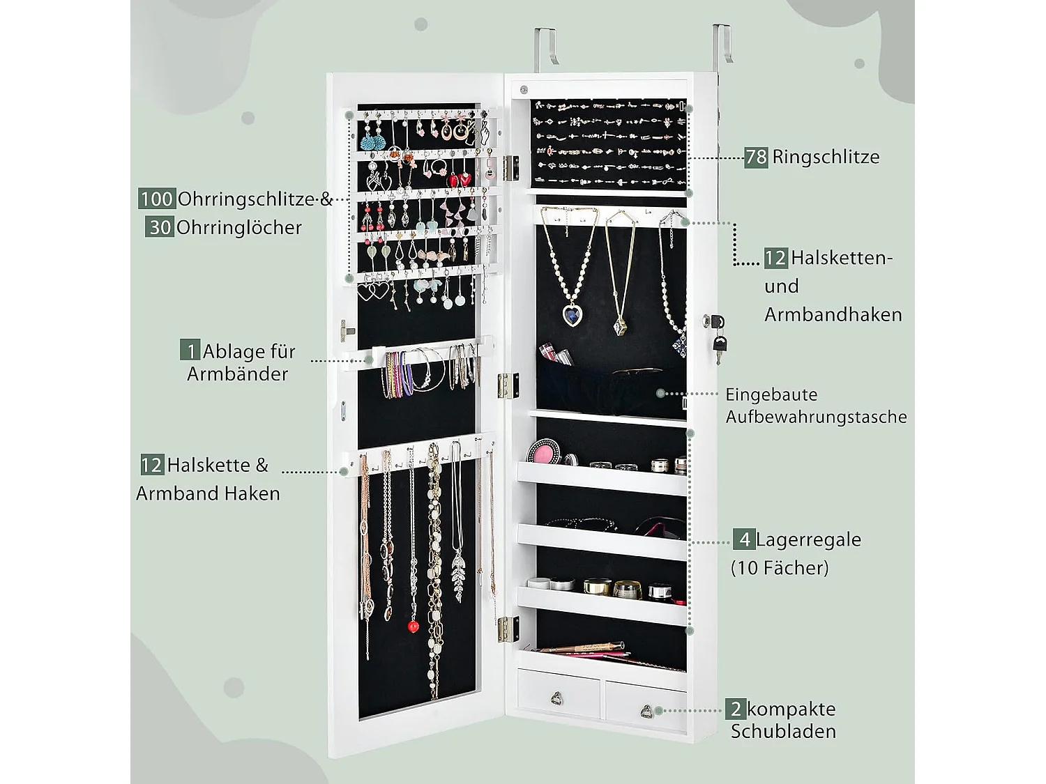Verspiegelter Schmuckschrank