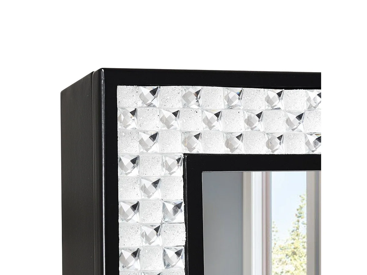 Freistehender Schmuckschrank mit Ganzkörperspiegel Schmuckregal  35,5 × 33 × 153 cm Schwarz