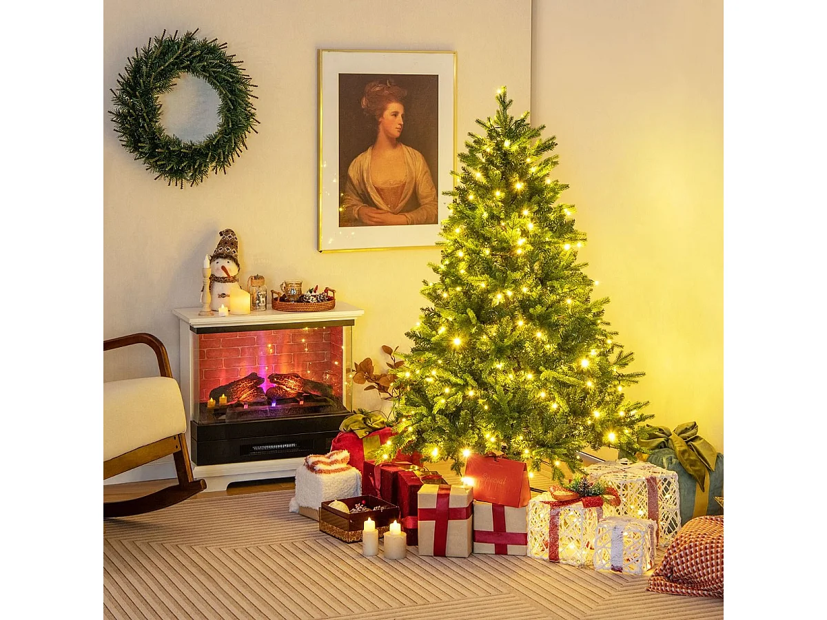 Albero di Natale pre-illuminato con cerniera 844 punte di ramo luci LED multi-colori, Albero di Natale 180cm